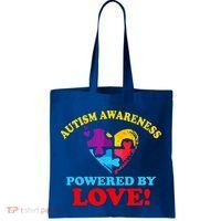 Autism Awareness Powered By Love Puzzle Heart Tote Bag thumb 0