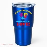 Autism Awareness Powered By Love Puzzle Heart Tumbler thumb 0