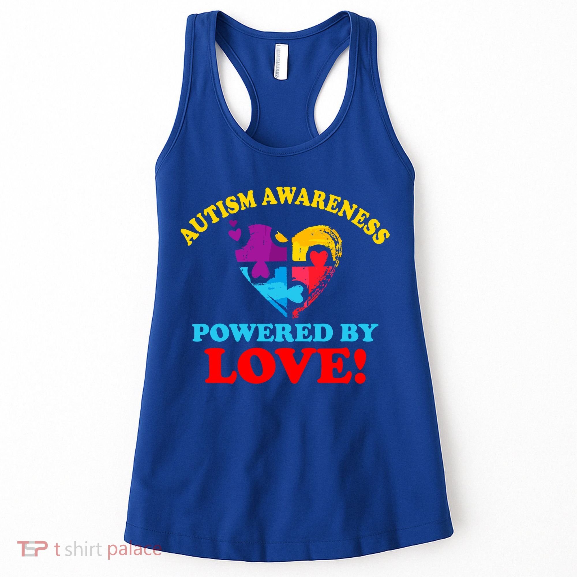 Autism Awareness Powered By Love Puzzle Heart Women's Tank Top
