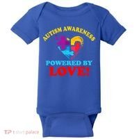 Autism Awareness Powered By Love Puzzle Heart Baby Bodysuit thumb 0
