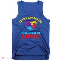 Autism Awareness Powered By Love Puzzle Heart Tank Top thumb 0