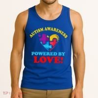 Autism Awareness Powered By Love Puzzle Heart Tank Top thumb 3