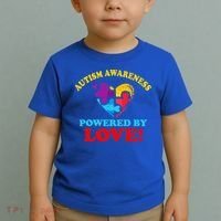 Autism Awareness Powered By Love Puzzle Heart Toddler T-Shirt thumb 2