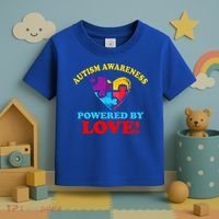 Autism Awareness Powered By Love Puzzle Heart Toddler T-Shirt thumb 3