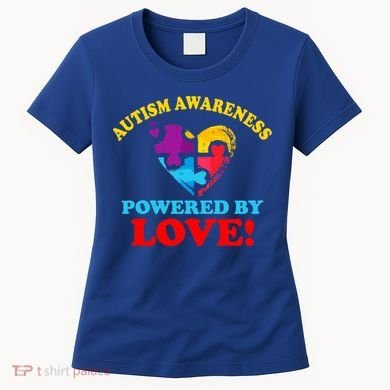 Autism Awareness Powered By Love Puzzle Heart Women's T-Shirt