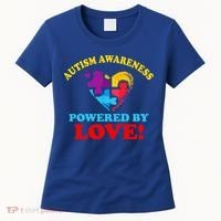 Autism Awareness Powered By Love Puzzle Heart Women's T-Shirt thumb 0