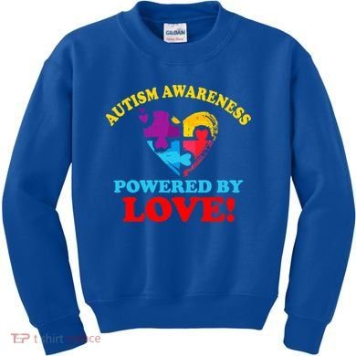Autism Awareness Powered By Love Puzzle Heart Kids Sweatshirt
