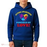 Autism Awareness Powered By Love Puzzle Heart Kids Hoodie thumb 4