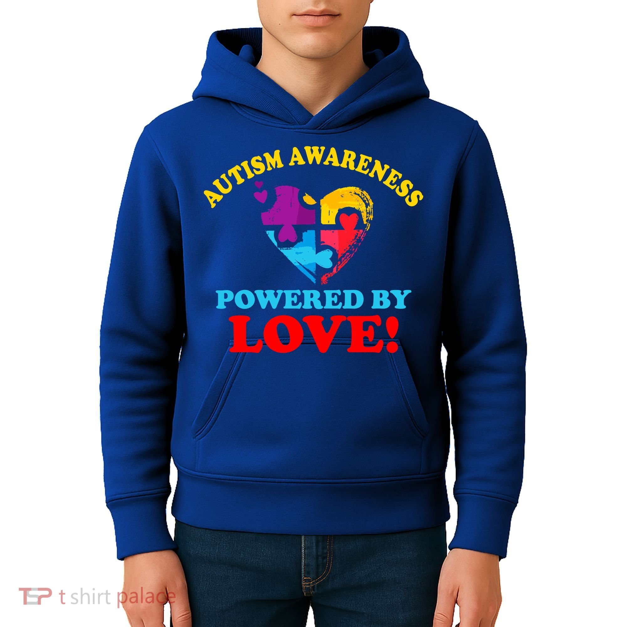 Autism Awareness Powered By Love Puzzle Heart Kids Hoodie