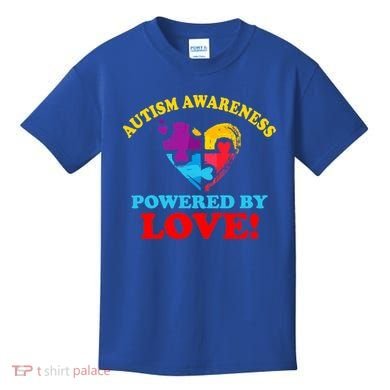 Autism Awareness Powered By Love Puzzle Heart Kids T-Shirt