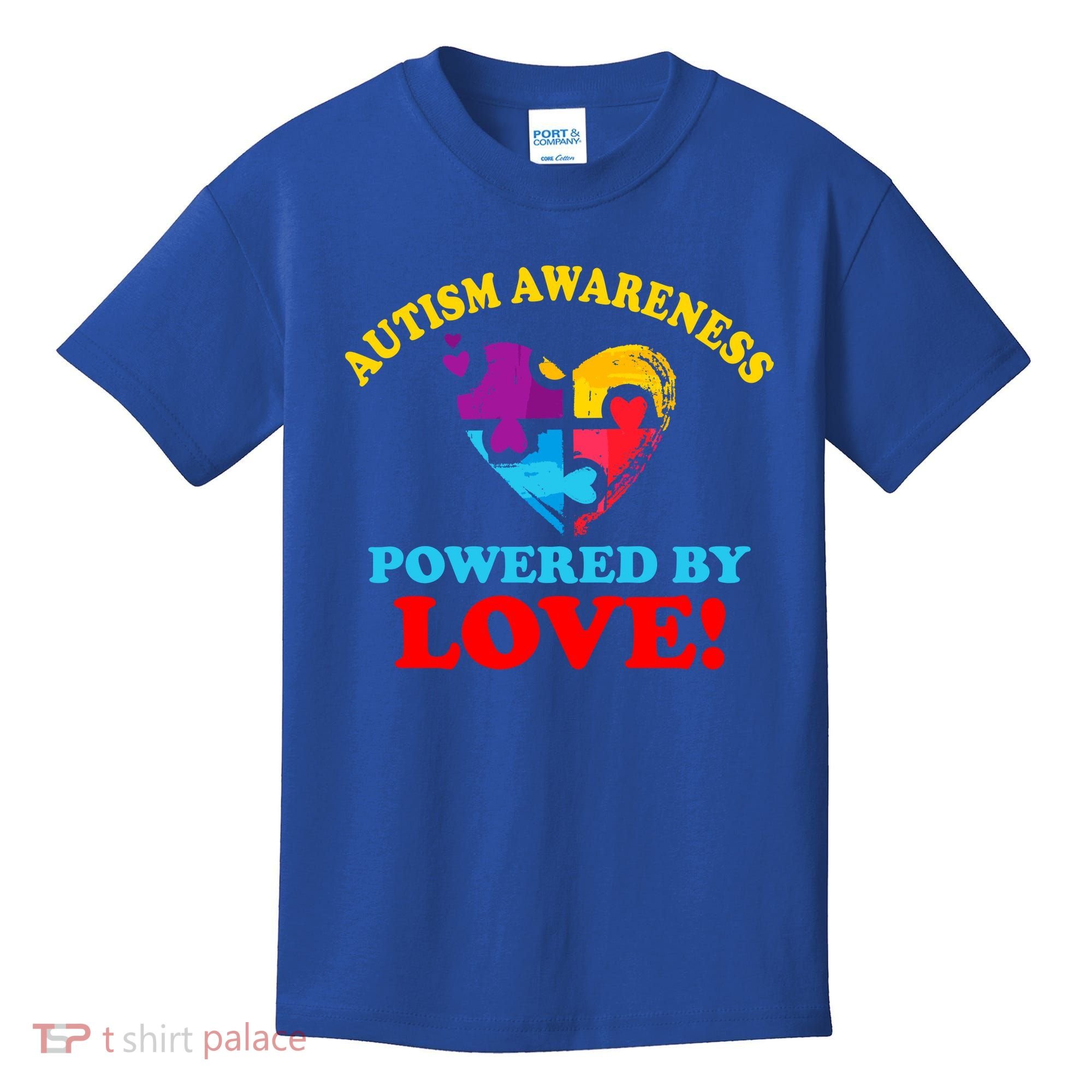 Autism Awareness Powered By Love Puzzle Heart Kids T-Shirt