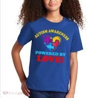 Autism Awareness Powered By Love Puzzle Heart Kids T-Shirt thumb 2