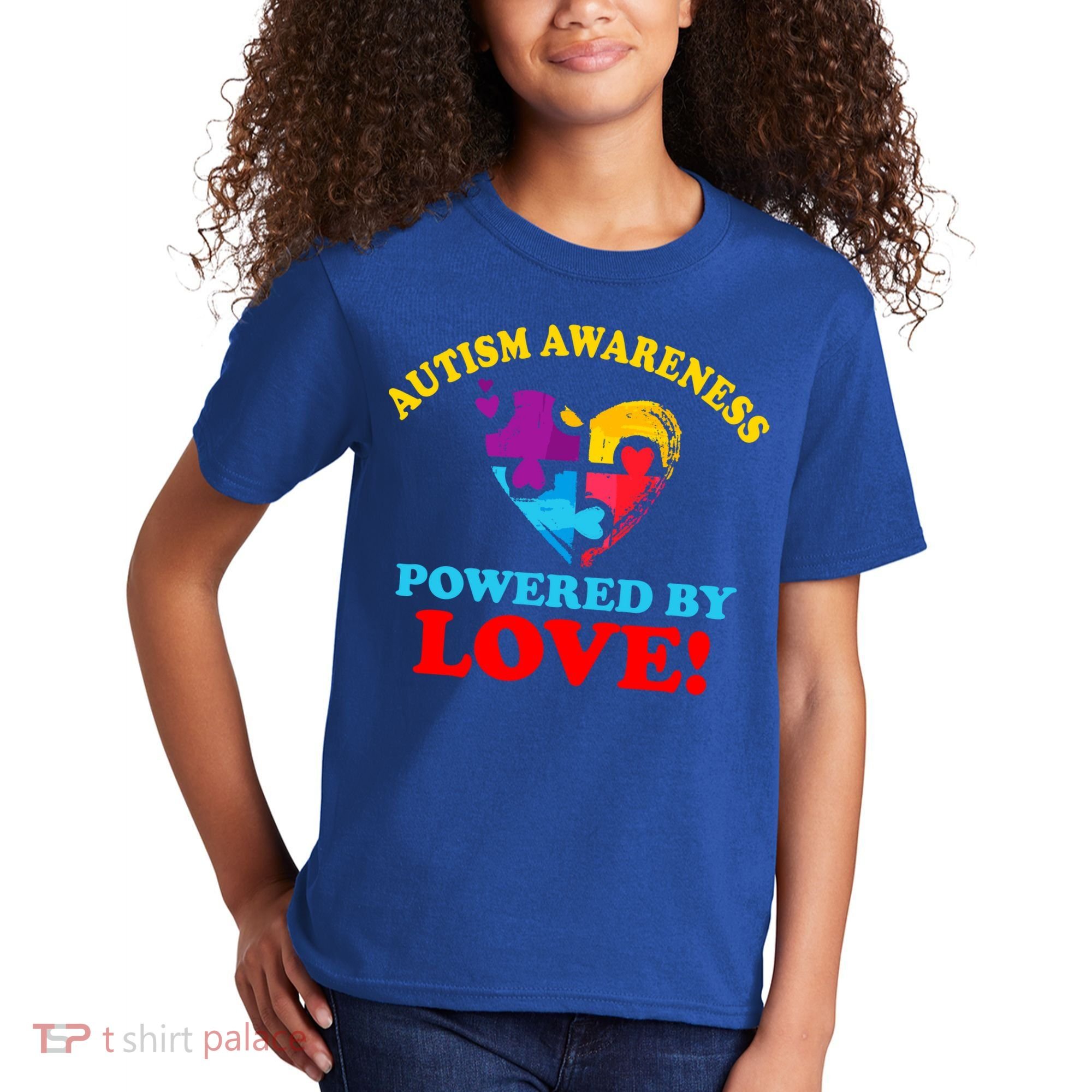 Autism Awareness Powered By Love Puzzle Heart Kids T-Shirt