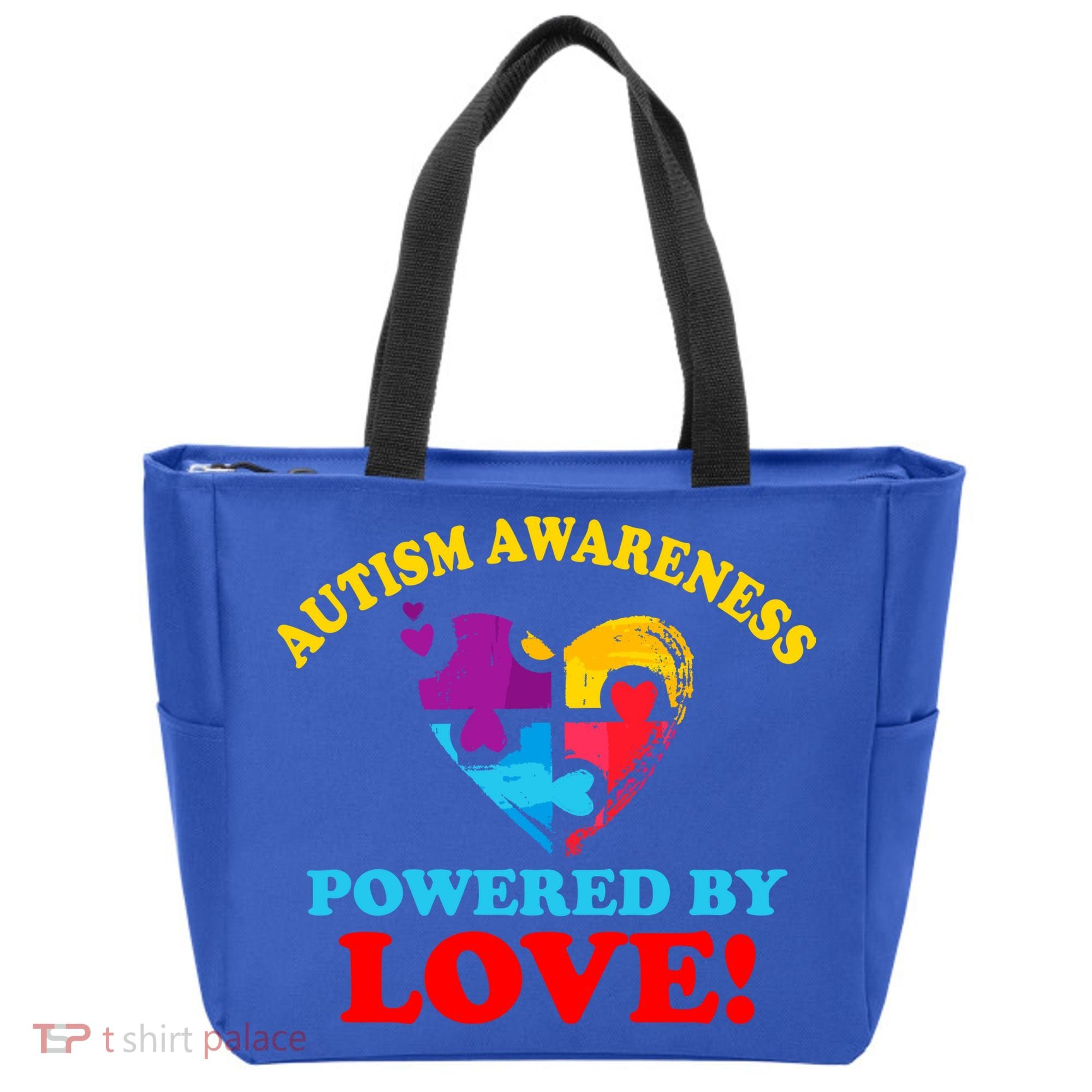 Autism Awareness Powered By Love Puzzle Heart Tote Bag