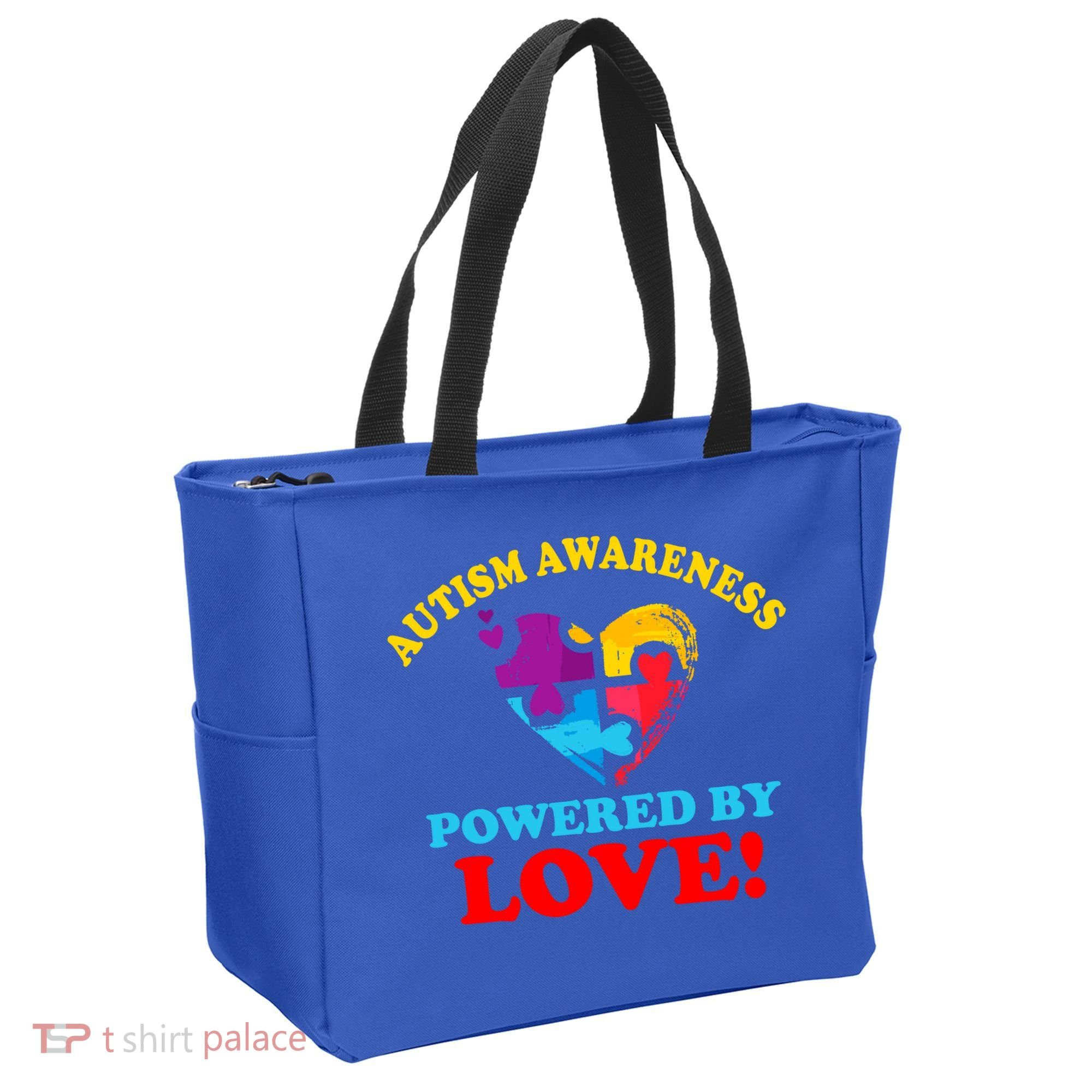 Autism Awareness Powered By Love Puzzle Heart Tote Bag