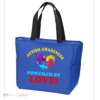Autism Awareness Powered By Love Puzzle Heart Tote Bag thumb 3