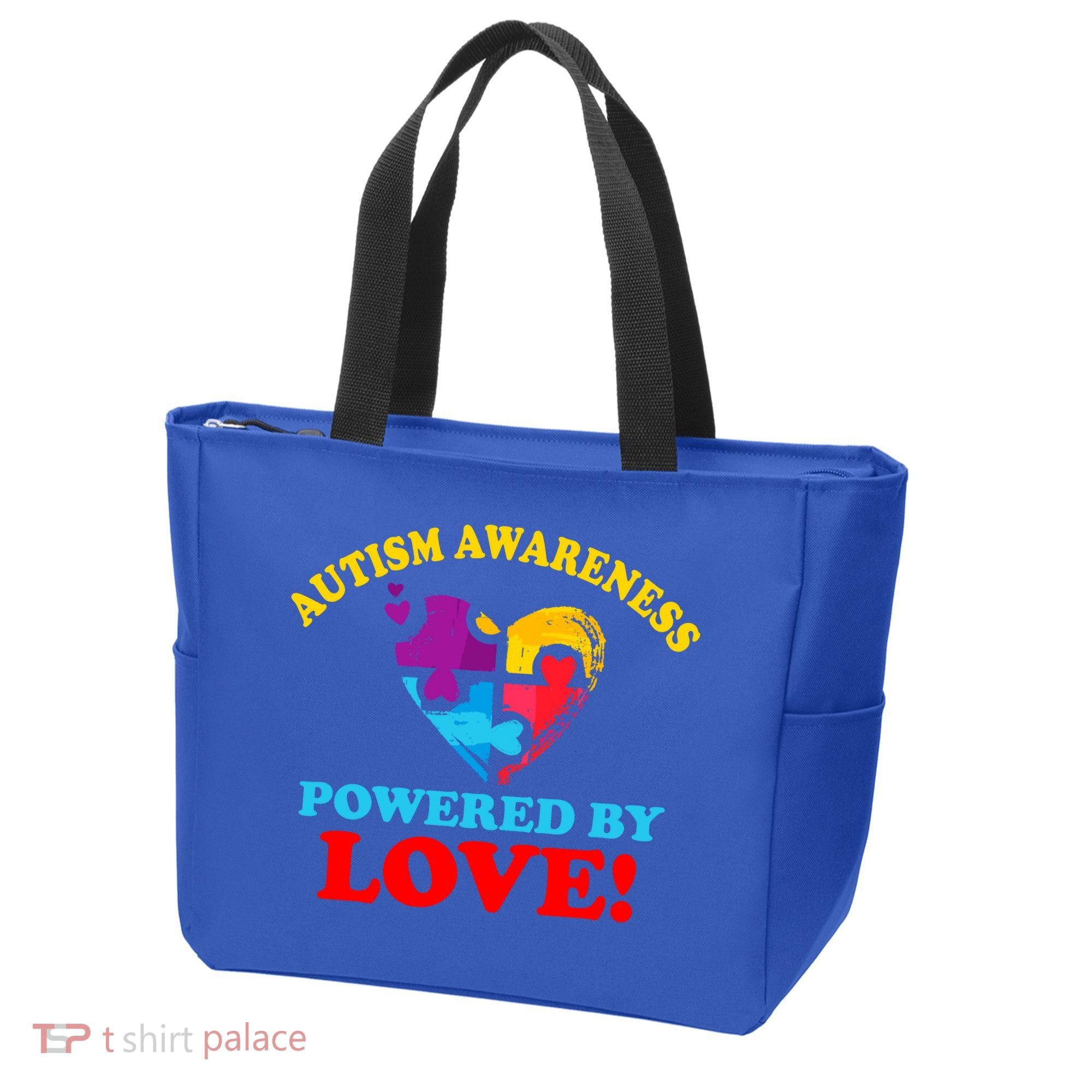 Autism Awareness Powered By Love Puzzle Heart Tote Bag