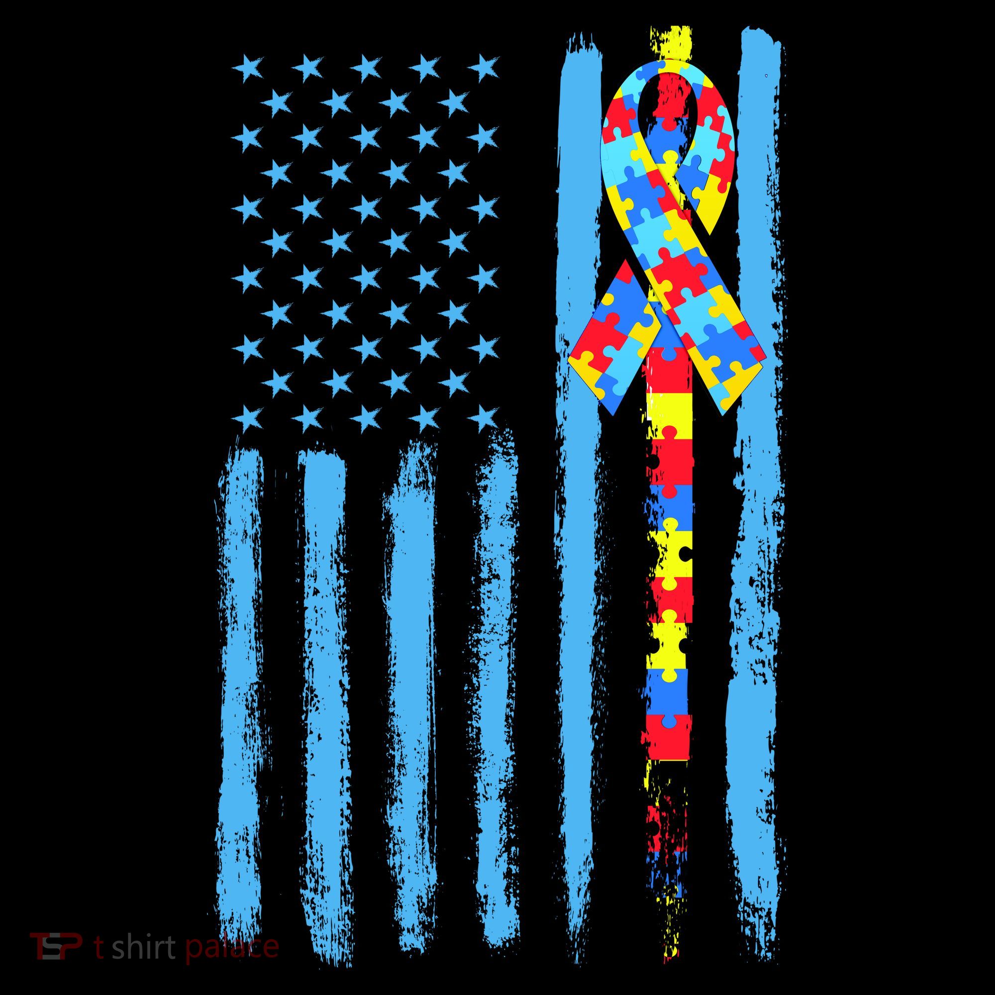 Autism Awareness Puzzle American Flag Backpack