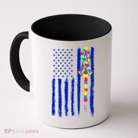 Autism Awareness Puzzle American Flag Coffee Mug thumb 0