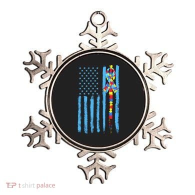 Autism Awareness Puzzle American Flag Ornament