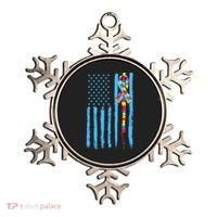 Autism Awareness Puzzle American Flag Ornament thumb 0