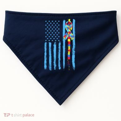 Autism Awareness Puzzle American Flag USA-Made Doggie Bandana