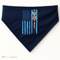 Autism Awareness Puzzle American Flag USA-Made Doggie Bandana thumb 0