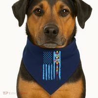 Autism Awareness Puzzle American Flag USA-Made Doggie Bandana thumb 1