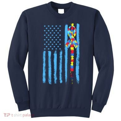 Autism Awareness Puzzle American Flag Sweatshirt