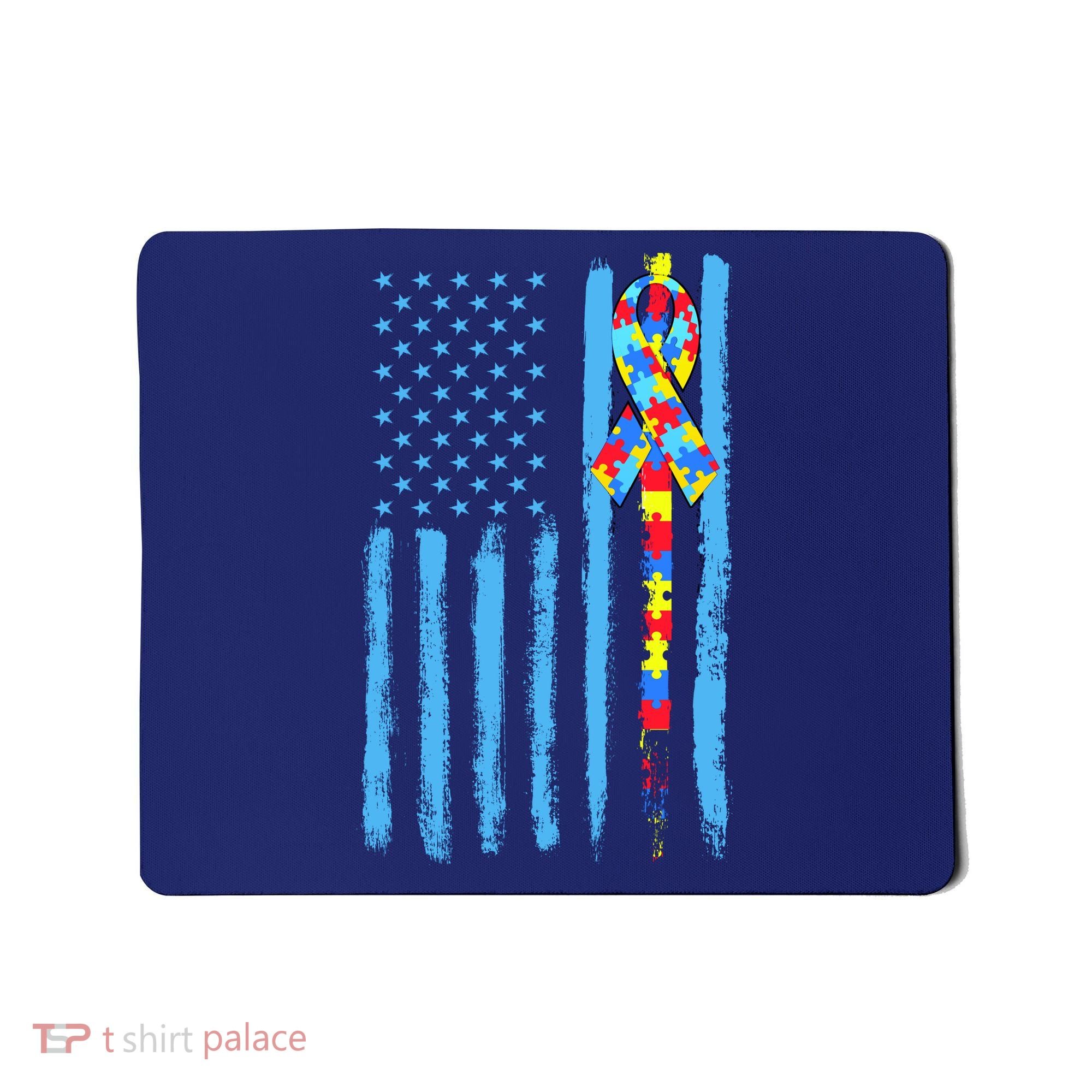Autism Awareness Puzzle American Flag Mousepad