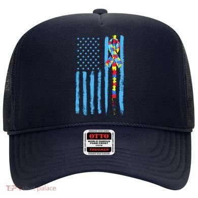 Autism Awareness Puzzle American Flag Hat