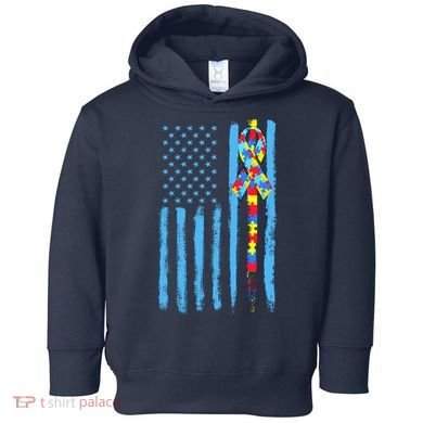 Autism Awareness Puzzle American Flag Toddler Hoodie