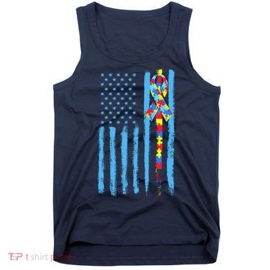 Autism Awareness Puzzle American Flag Tank Top