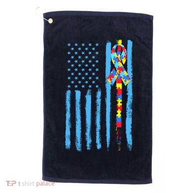 Autism Awareness Puzzle American Flag Golf Towel