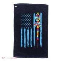 Autism Awareness Puzzle American Flag Golf Towel thumb 0