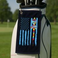 Autism Awareness Puzzle American Flag Golf Towel thumb 2
