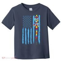 Autism Awareness Puzzle American Flag Toddler T-Shirt thumb 0