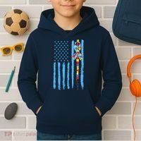 Autism Awareness Puzzle American Flag Kids Hoodie thumb 2