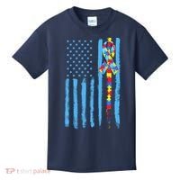 Autism Awareness Puzzle American Flag Kids T-Shirt thumb 0