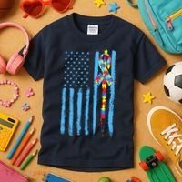 Autism Awareness Puzzle American Flag Kids T-Shirt thumb 3
