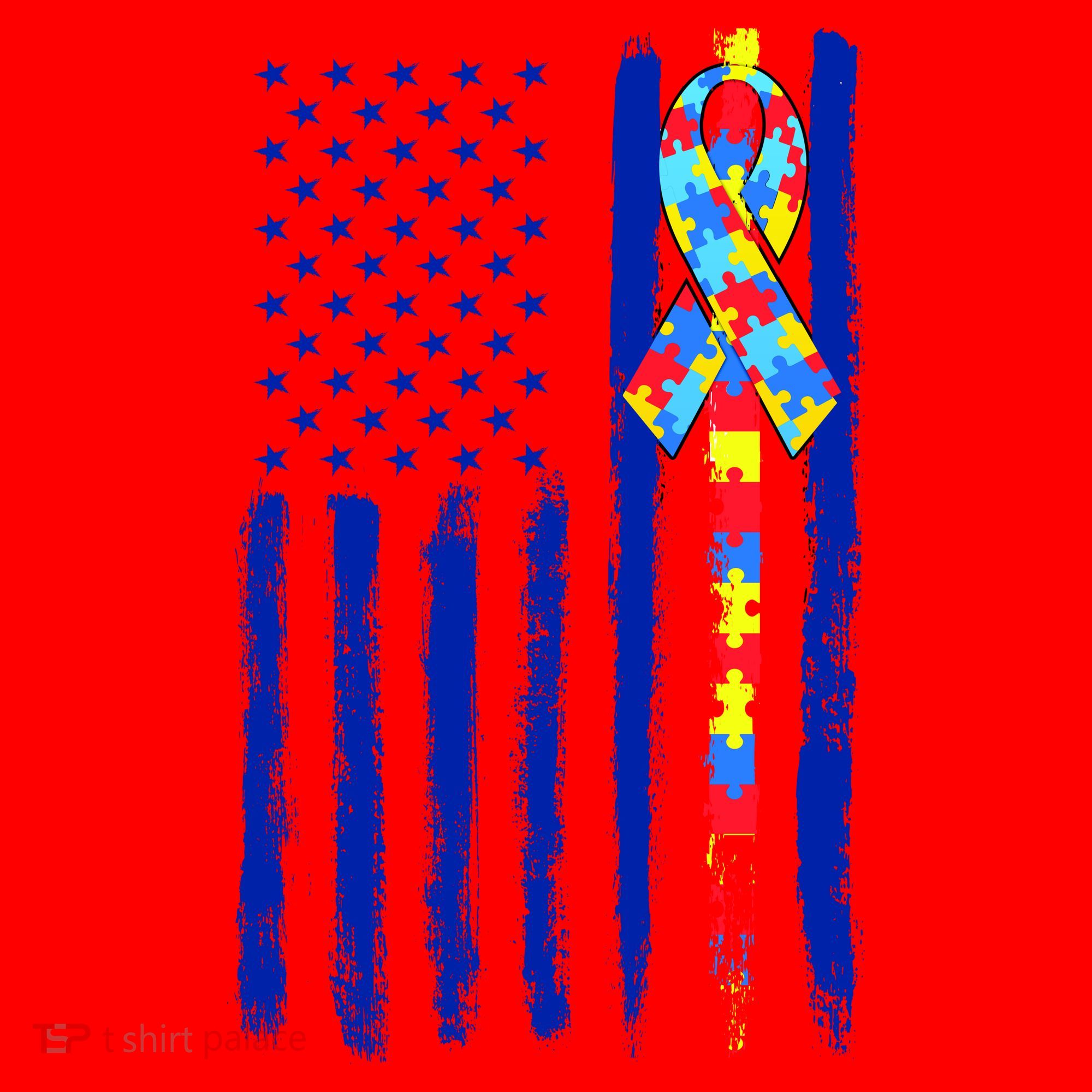 Autism Awareness Puzzle American Flag Santa Hat