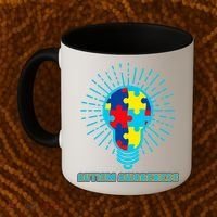 Autism Awareness Puzzle Light Bulb Coffee Mug thumb 2
