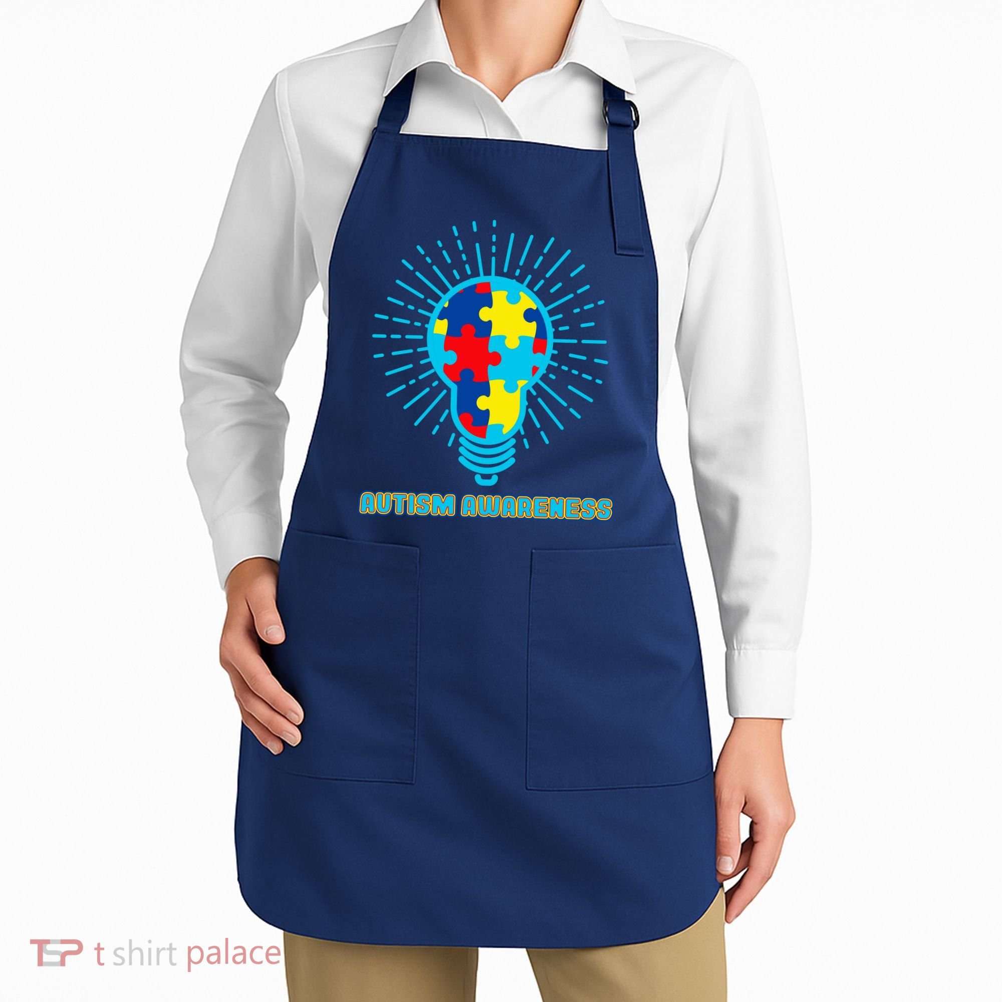 Autism Awareness Puzzle Light Bulb Apron