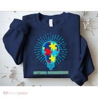 Autism Awareness Puzzle Light Bulb Sweatshirt thumb 2