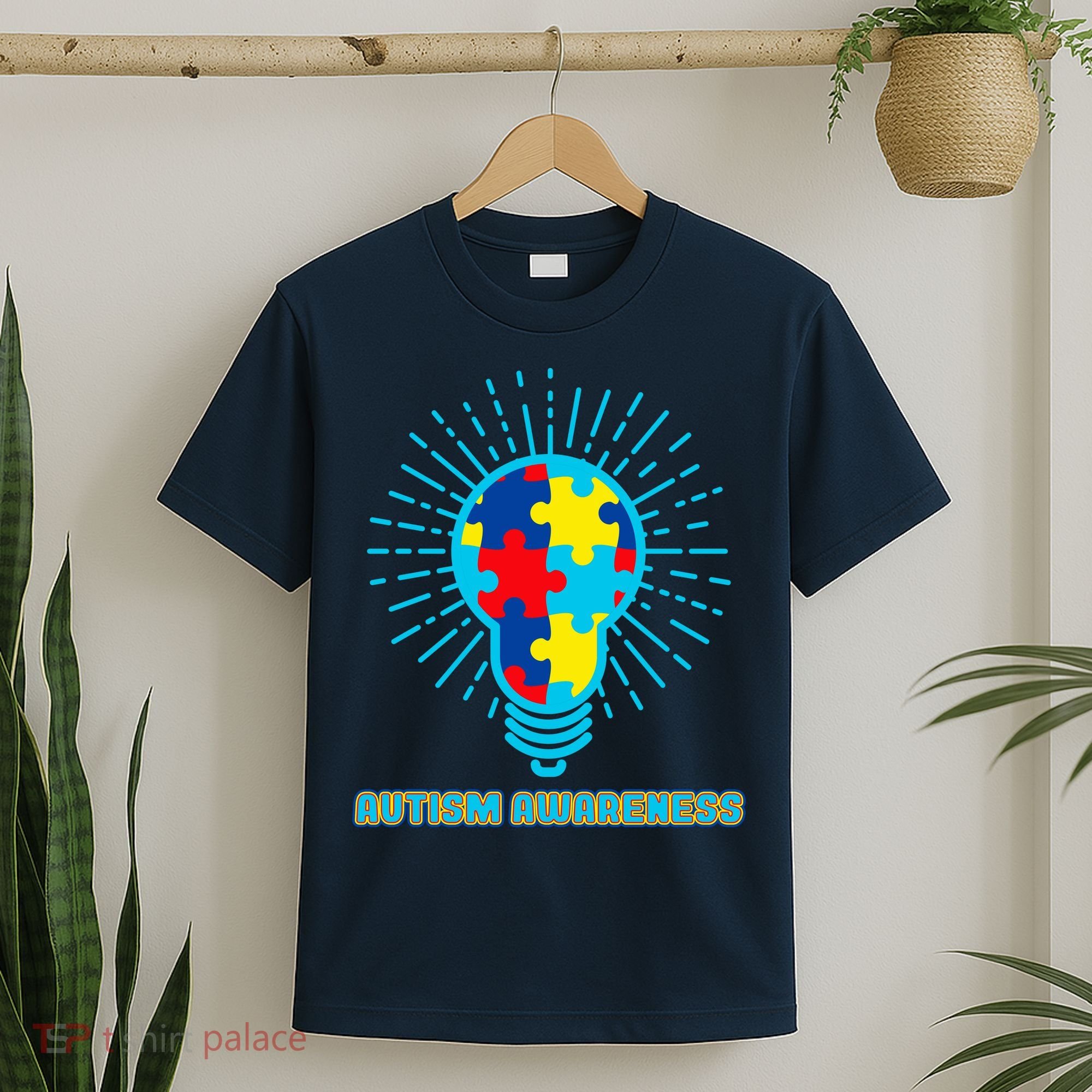 Autism Awareness Puzzle Light Bulb T-Shirt
