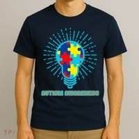 Autism Awareness Puzzle Light Bulb T-Shirt thumb 3