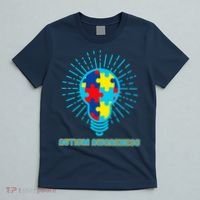 Autism Awareness Puzzle Light Bulb T-Shirt thumb 5