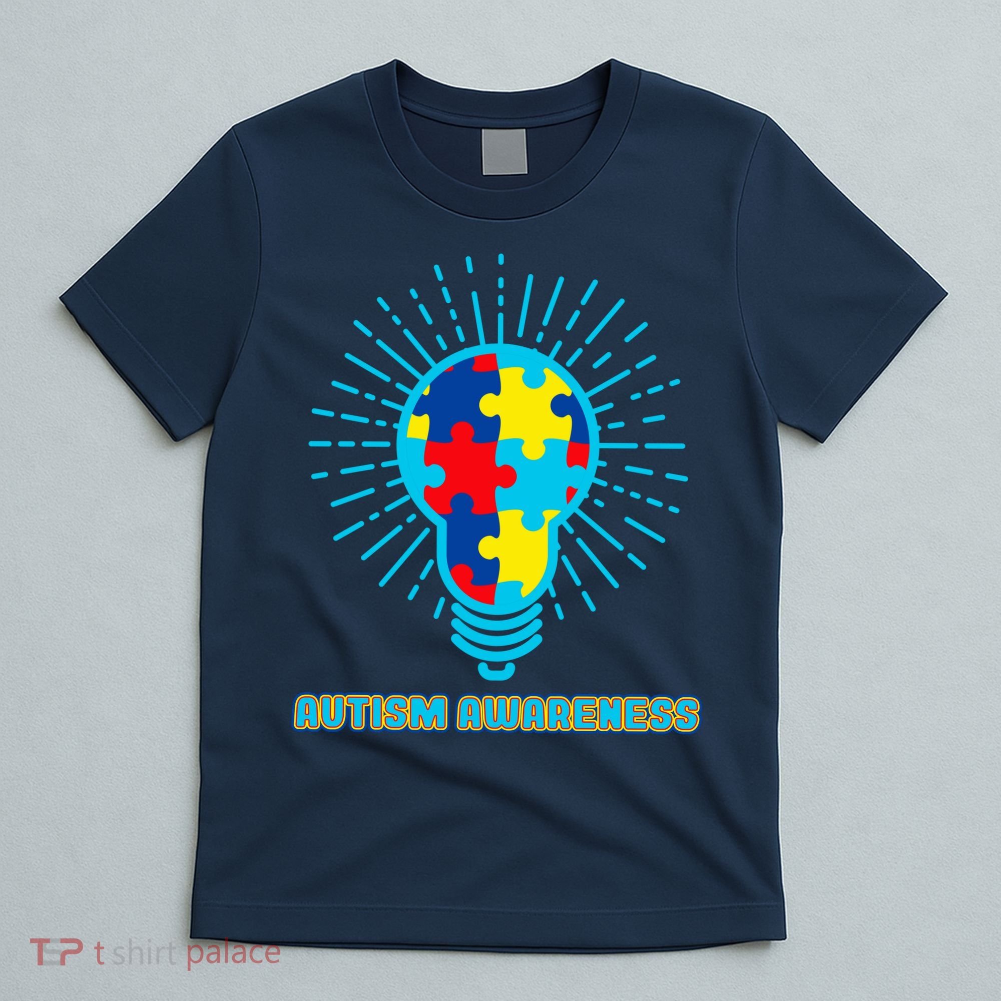 Autism Awareness Puzzle Light Bulb T-Shirt