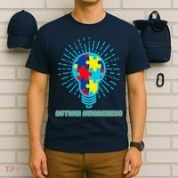 Autism Awareness Puzzle Light Bulb T-Shirt thumb 6