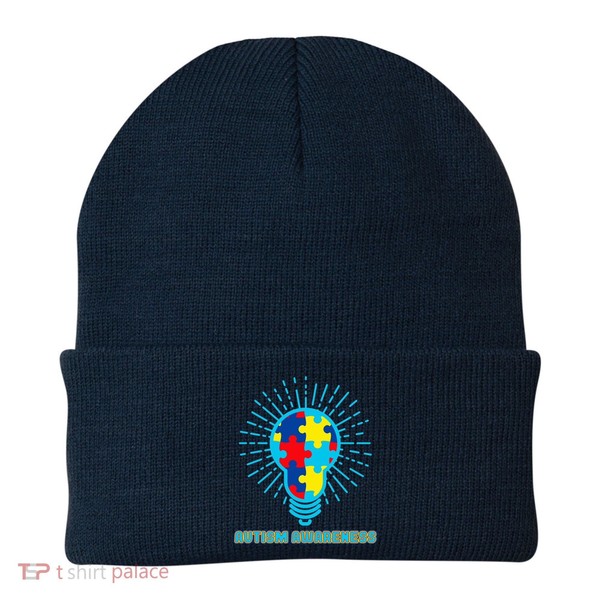 Autism Awareness Puzzle Light Bulb Beanie